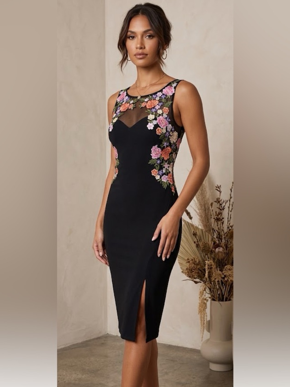 Blondie Nites Black Halter Sheath Mini Dress